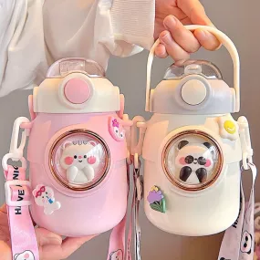 1pc Cartoon Animal Insulated Stainless Steel Vacuum Flask - Travel Thermal Cups & Mugs for Hot and Cold Beverages - Summer Winter Drinkware Gift with Durable Leak-Proof Design