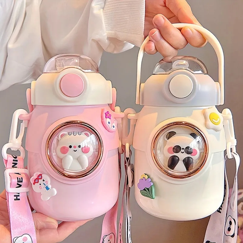 1pc Cartoon Animal Insulated Stainless Steel Vacuum Flask - Travel Thermal Cups & Mugs for Hot and Cold Beverages - Summer Winter Drinkware Gift with Durable Leak-Proof Design