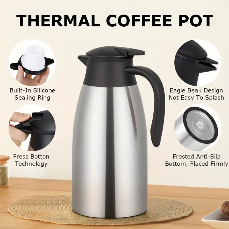 1pc Premium 304 Stainless Steel Insulated Vacuum Bottle - Double Wall Thermo Water Jug for Coffee & Tea, Long-Lasting Heat/Cold Retention, Perfect for Home, Office, RV, Outdoor Adventures, Picnic & Travel - Stylish & Durable