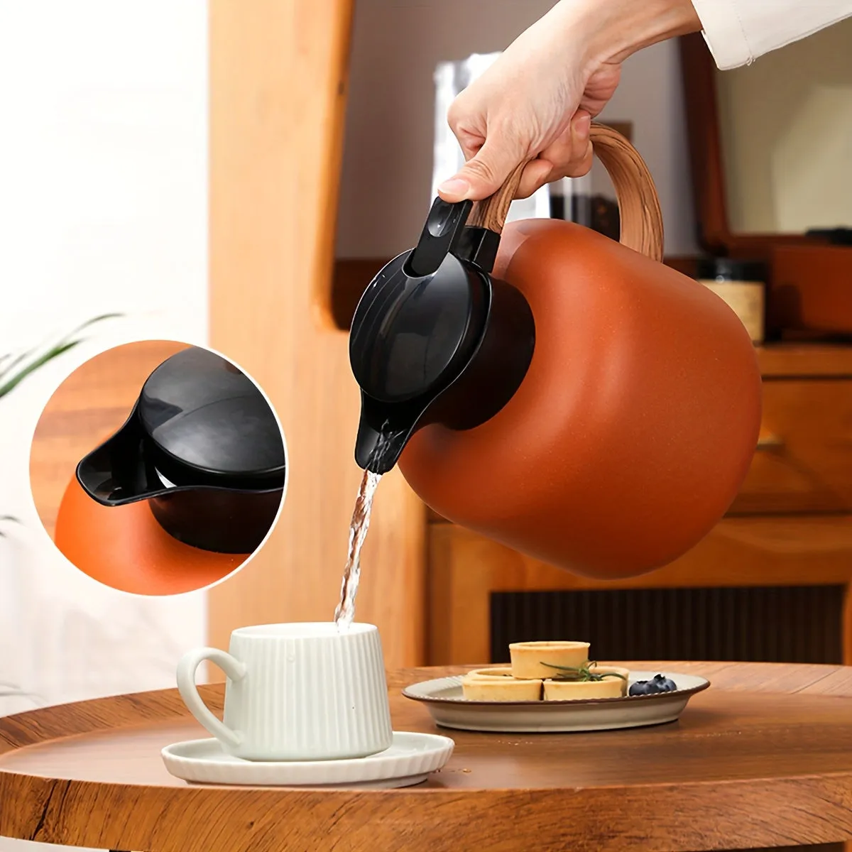 1pc Thermal Coffee Carafe - Double-Walled, Vacuum Insulated, Stainless Steel Flask for Hot and Cold Beverages - Perfect for Water, Tea, Coffee, and More, Durable Drinkware with Leak-Proof Lid