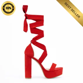 Alice - Lace Up Platform High Heels, Premium Suede Material, Elegant Party Shoes, Chic & Comfortable, Perfect for Evening Events or Special Occasions