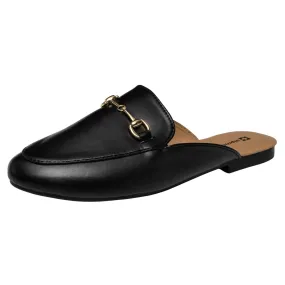 Alpine Swiss Erin Womens Flat Mules Loafers Round Toe Blackless Black 7M