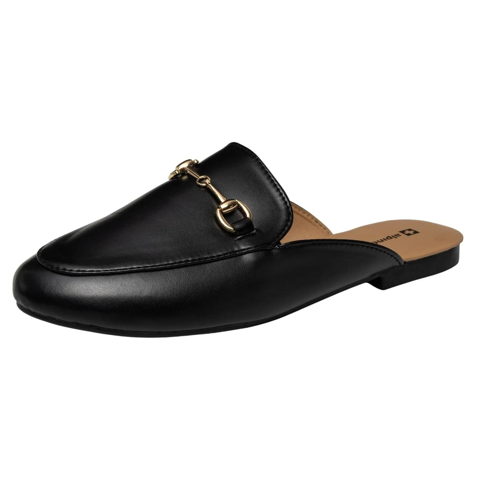 Alpine Swiss Erin Womens Flat Mules Loafers Round Toe Blackless Black 7M