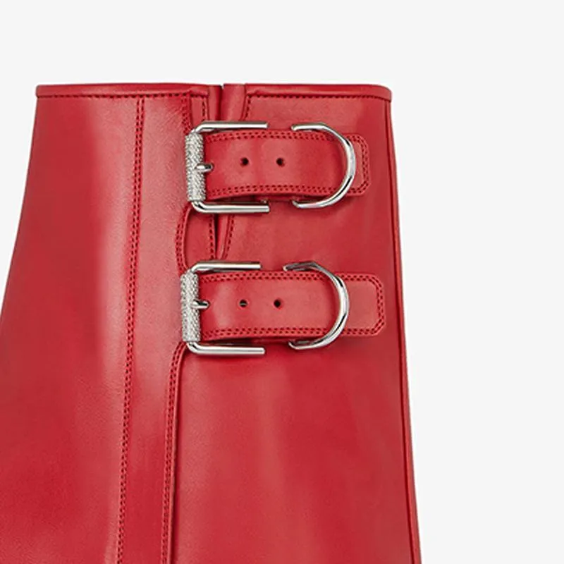 Bold Red Tumbled Calfskin Ankle Boots