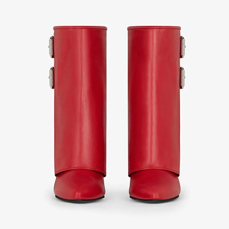 Bold Red Tumbled Calfskin Ankle Boots