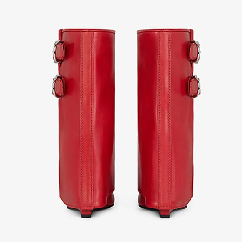 Bold Red Tumbled Calfskin Ankle Boots
