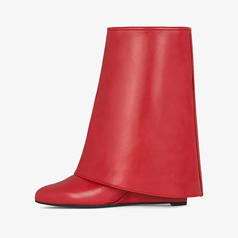 Bold Red Tumbled Calfskin Ankle Boots