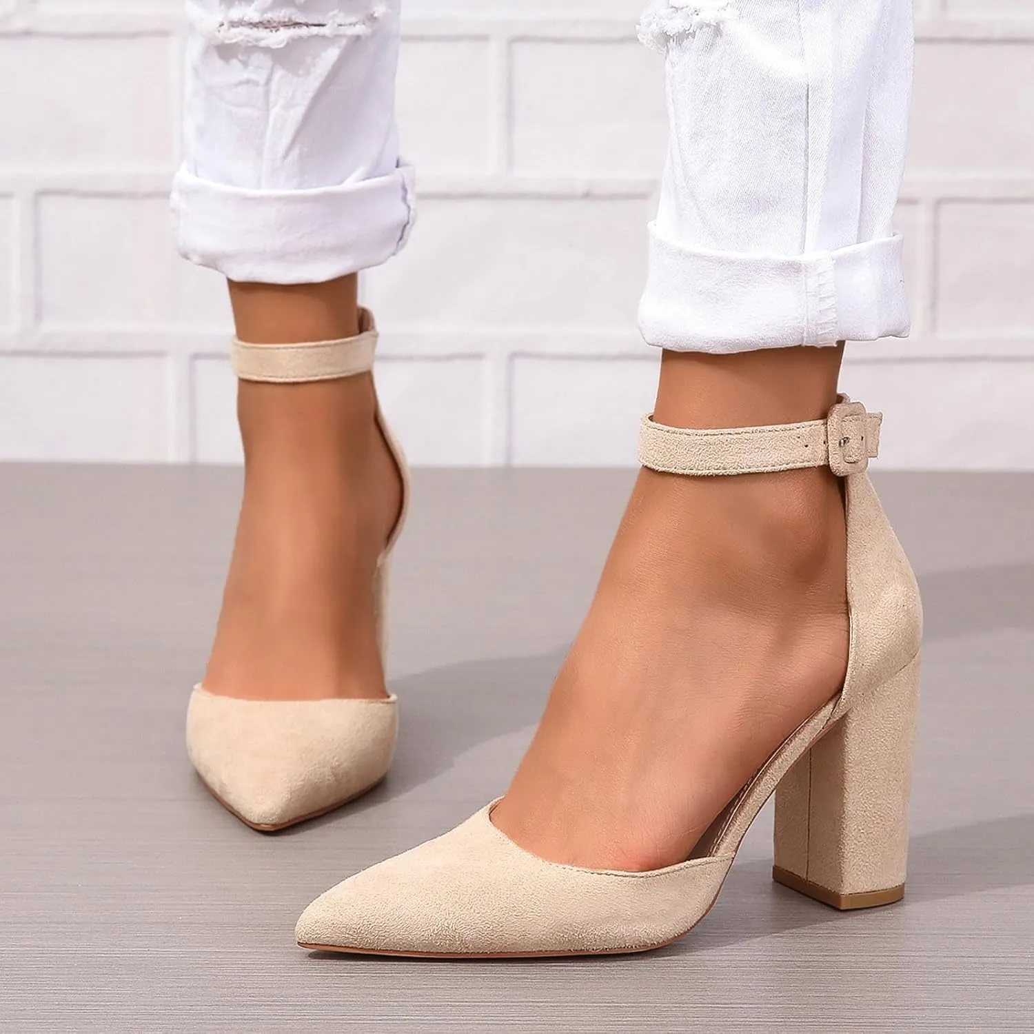 Chunky Heels for Women Open Toe Block Heeled Mid Heels Sandals with Ankle Strap Pumps Wedding Sandals Dress Shoes