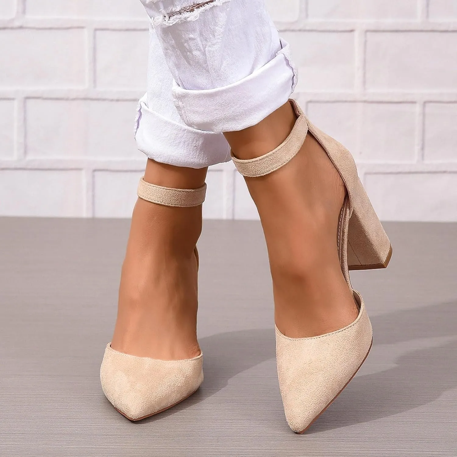 Chunky Heels for Women Open Toe Block Heeled Mid Heels Sandals with Ankle Strap Pumps Wedding Sandals Dress Shoes