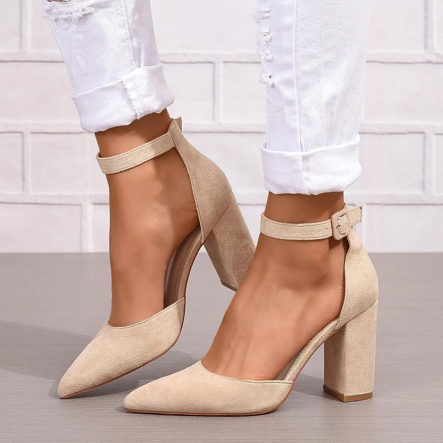 Chunky Heels for Women Open Toe Block Heeled Mid Heels Sandals with Ankle Strap Pumps Wedding Sandals Dress Shoes