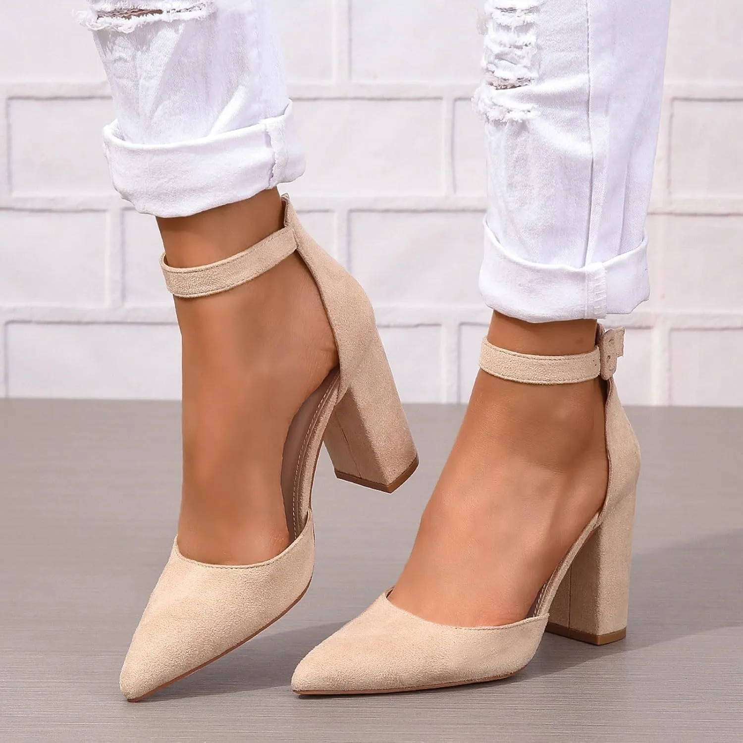Chunky Heels for Women Open Toe Block Heeled Mid Heels Sandals with Ankle Strap Pumps Wedding Sandals Dress Shoes