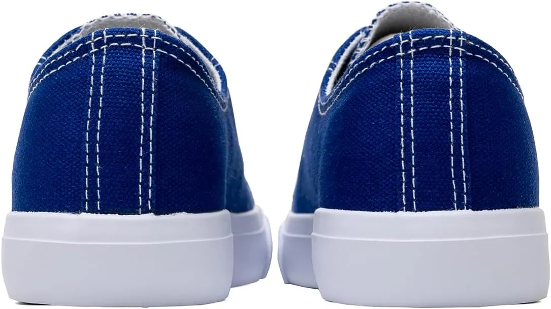 Classic Unisex Low-Top Canvas Sneakers  Boys Girls and Toddler Casual Lace-Up Shoes with Rubber Sole, Includes Extra White Shoelaces