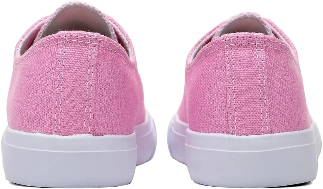 Classic Unisex Low-Top Canvas Sneakers  Boys Girls and Toddler Casual Lace-Up Shoes with Rubber Sole, Includes Extra White Shoelaces