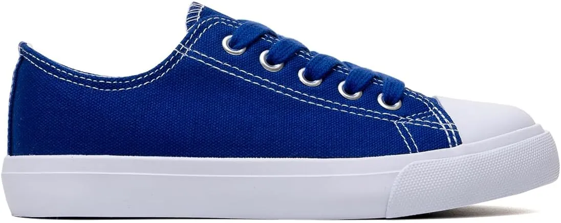 Classic Unisex Low-Top Canvas Sneakers  Boys Girls and Toddler Casual Lace-Up Shoes with Rubber Sole, Includes Extra White Shoelaces