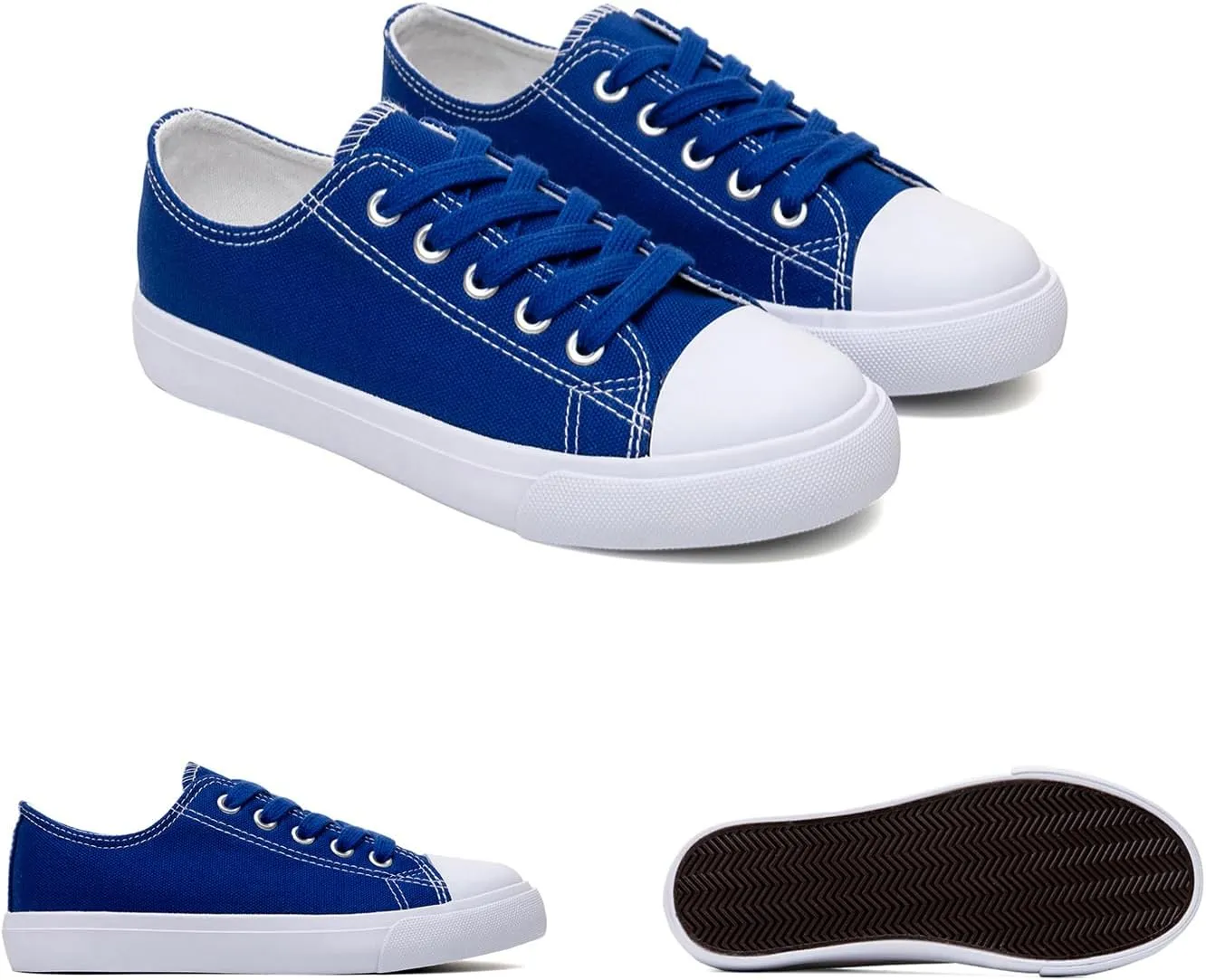 Classic Unisex Low-Top Canvas Sneakers  Boys Girls and Toddler Casual Lace-Up Shoes with Rubber Sole, Includes Extra White Shoelaces