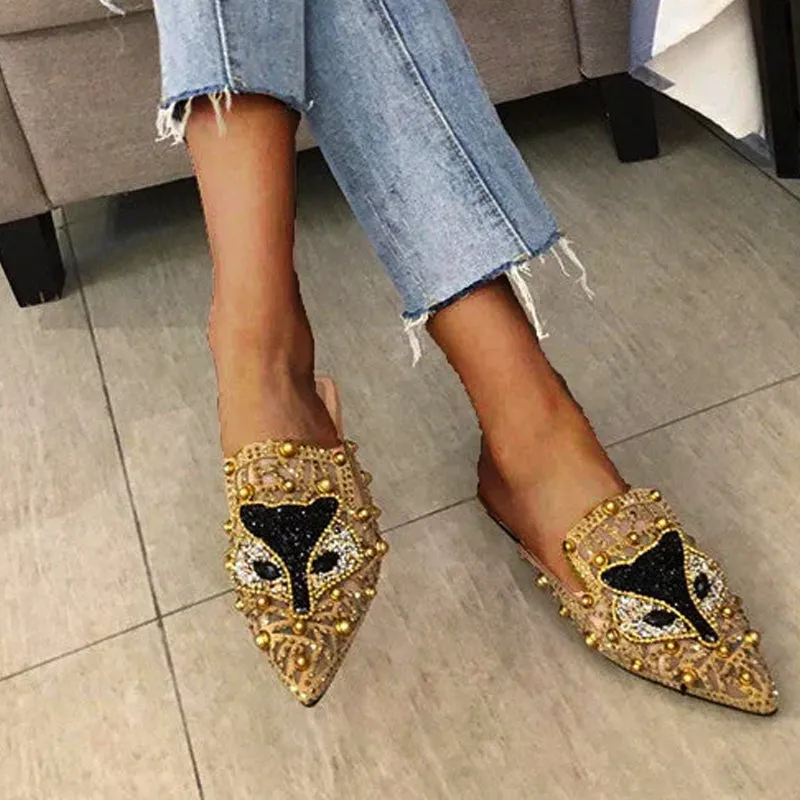 Comfortable And Fashionable Pointed Versatile Flat Slippers