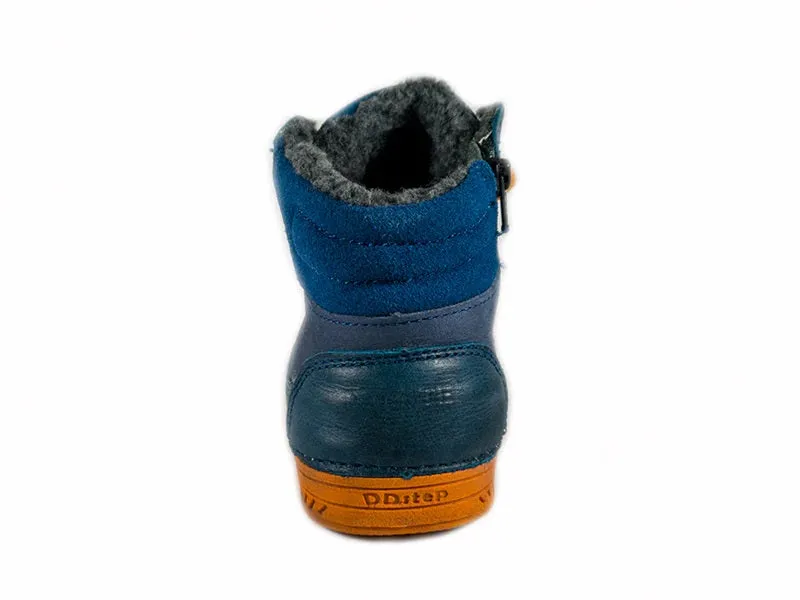 D.D. Step Little Kid Shoes/Winter Boots With Faux Fur Insulation Blue Neon Orange - Supportive Leather Shoes From Europe Kids Orthopedic