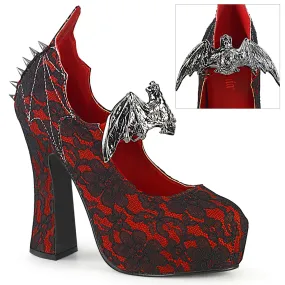 Demon Platform Heels Red Satin