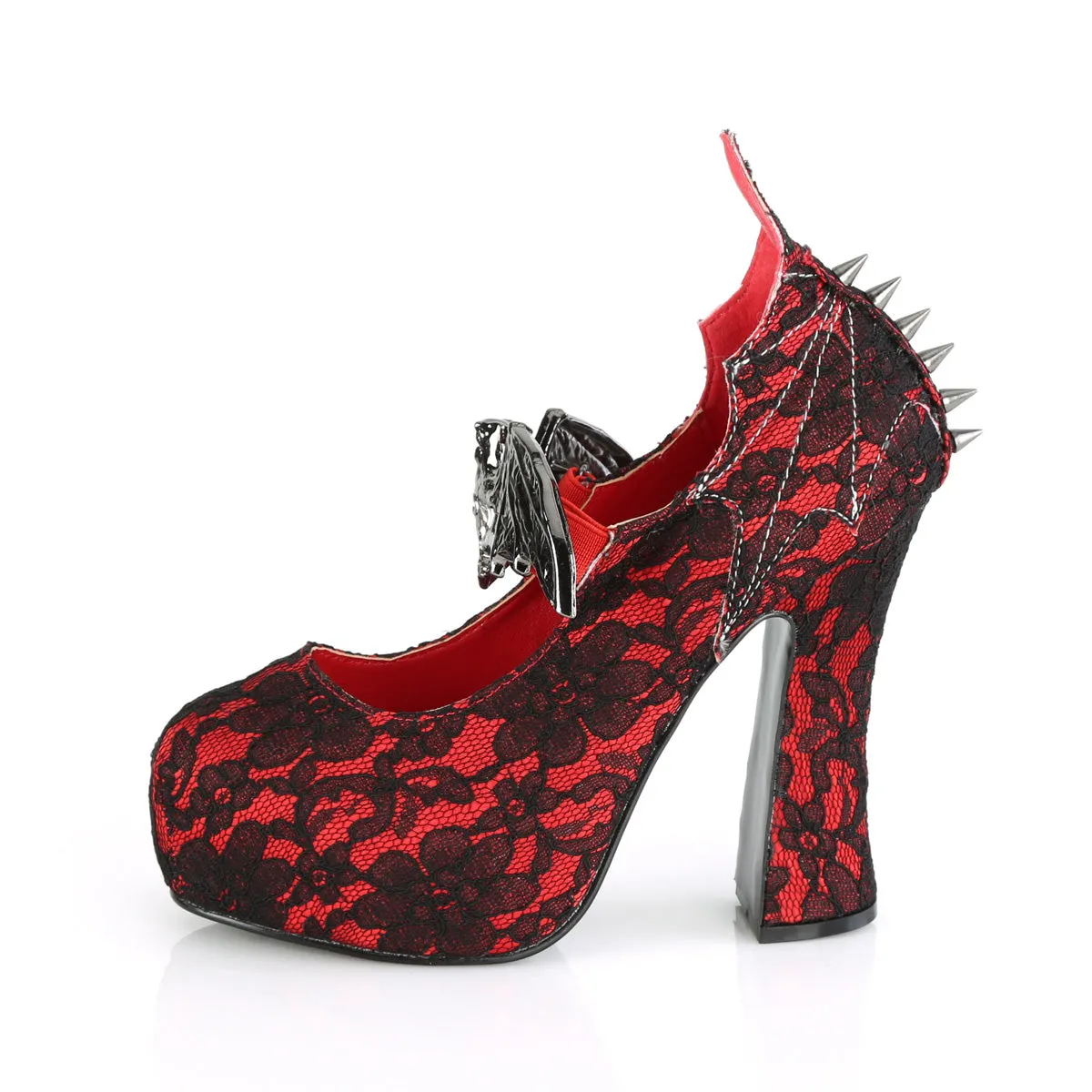 Demon Platform Heels Red Satin