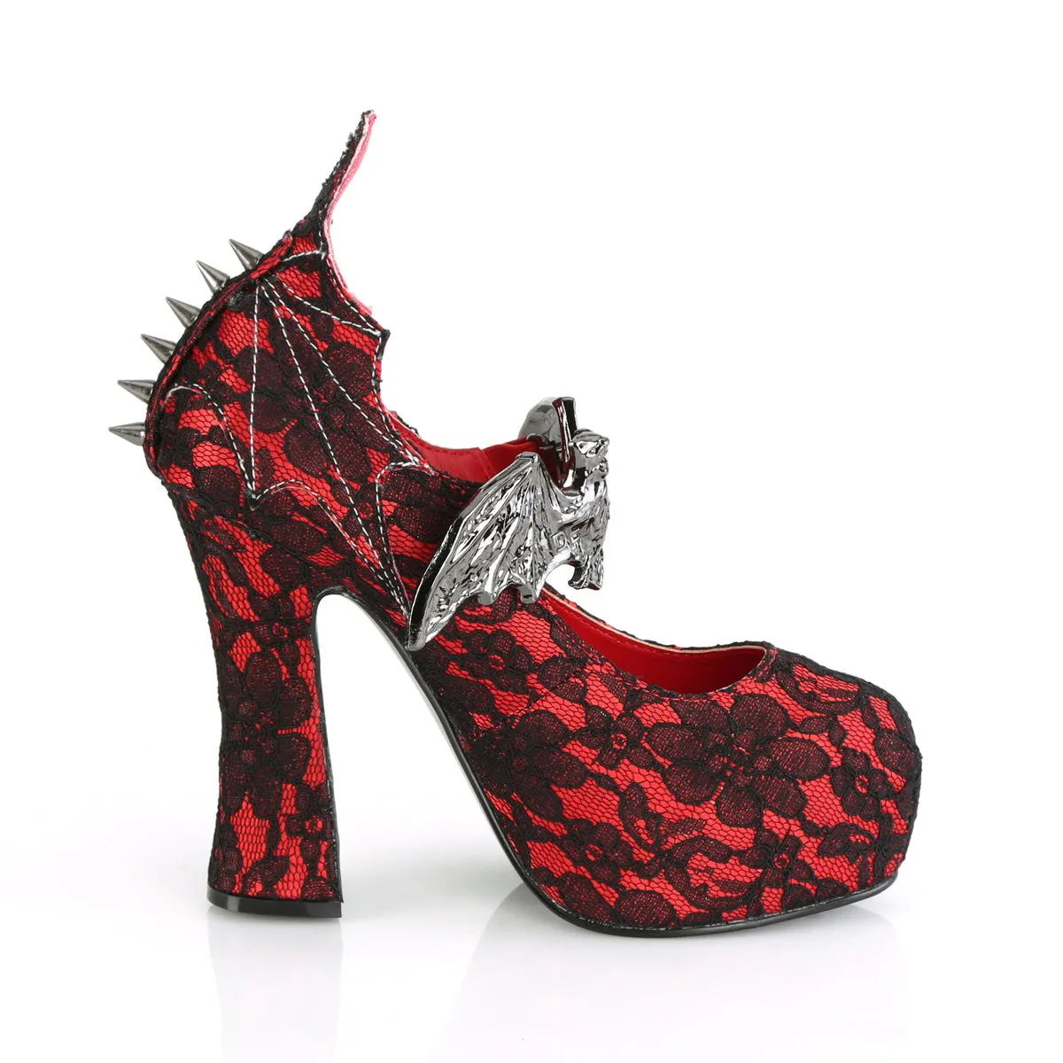 Demon Platform Heels Red Satin
