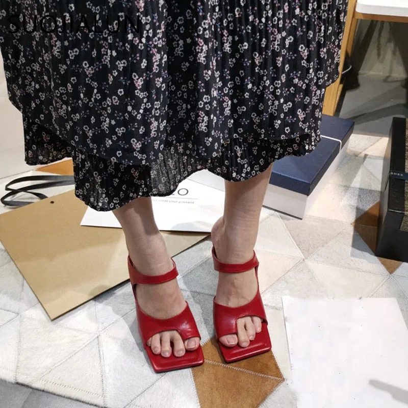 Elegant Square Toe Slip-On Sandal