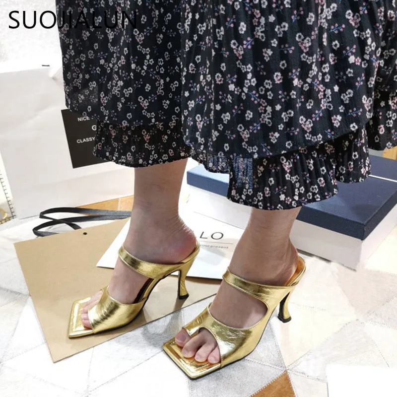 Elegant Square Toe Slip-On Sandal