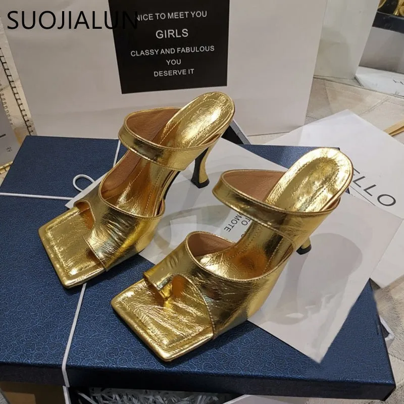 Elegant Square Toe Slip-On Sandal