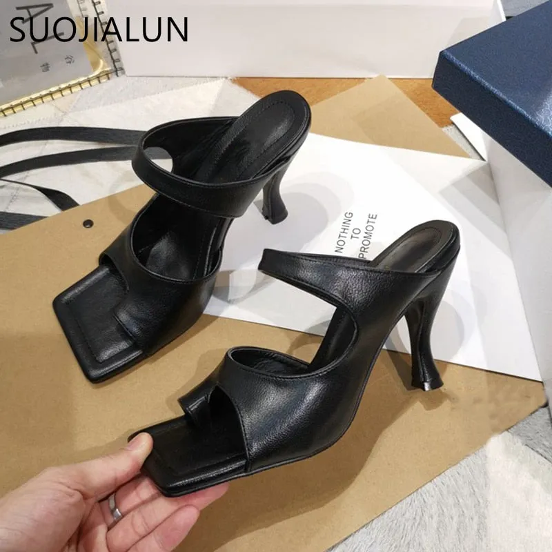 Elegant Square Toe Slip-On Sandal