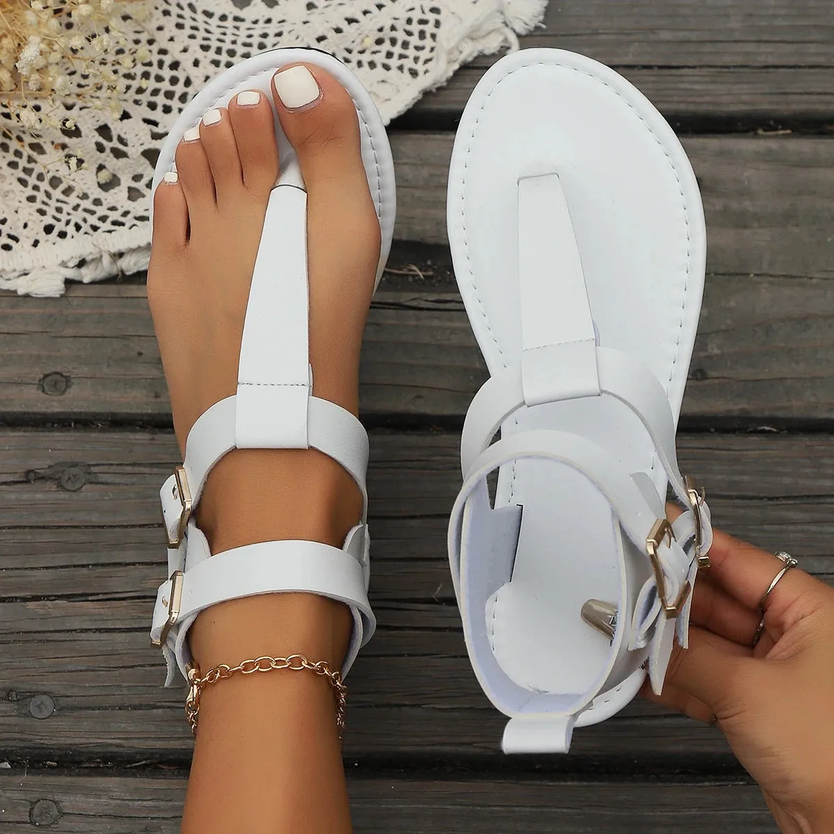 Elowyn - Elegant Bridal Pearl Flat Sandals for Women