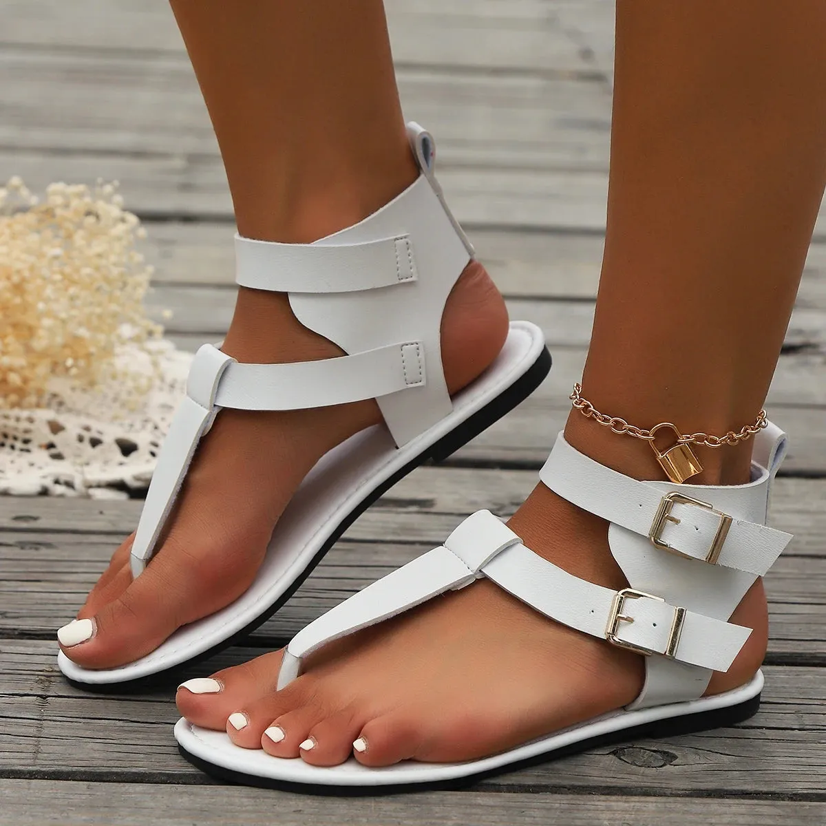Elowyn - Elegant Bridal Pearl Flat Sandals for Women