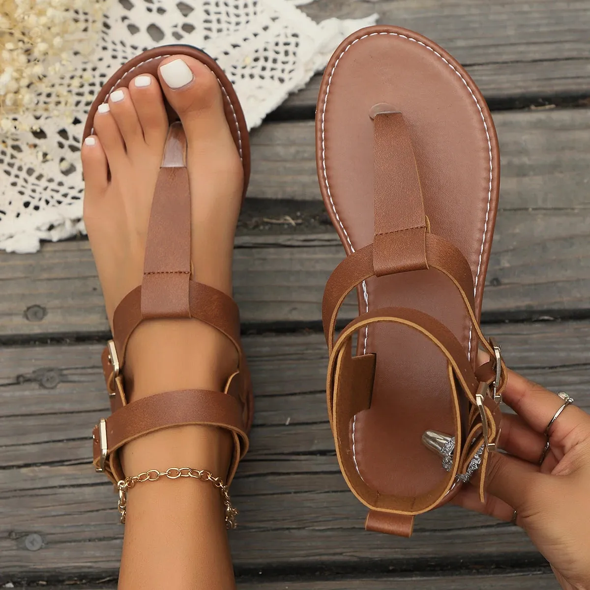 Elowyn - Elegant Bridal Pearl Flat Sandals for Women