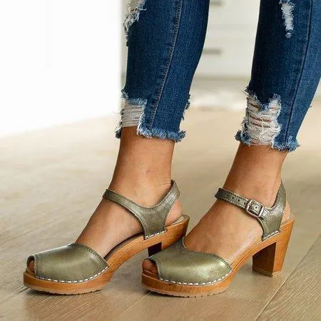 elveswallet Orange Peep Toe Casual Sandals