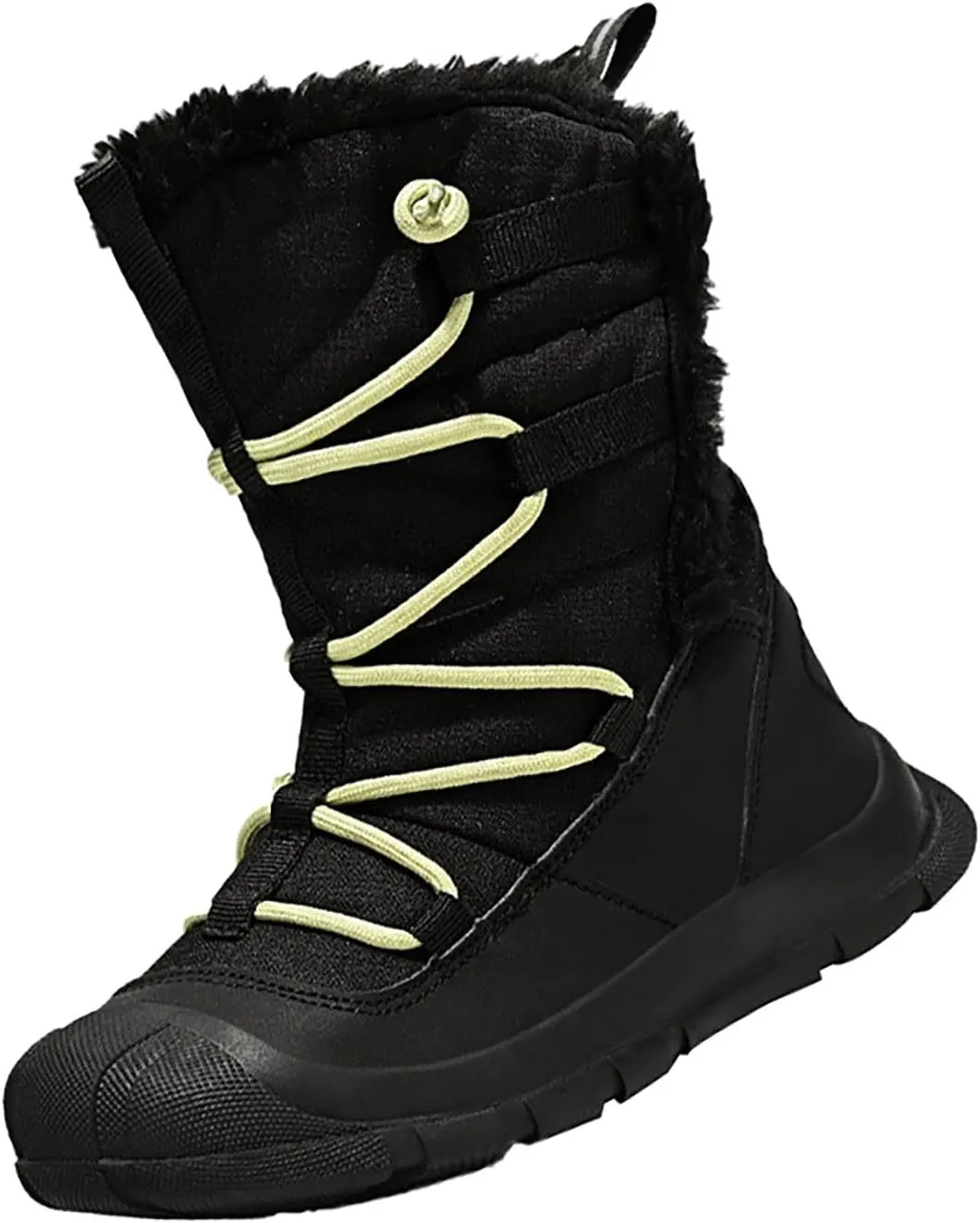 Girl Winter Boots Cozy Faux Fur Anti-Slip Snow Boots Lace Up Comfort Stylish Ankle Booties for Cold Weather