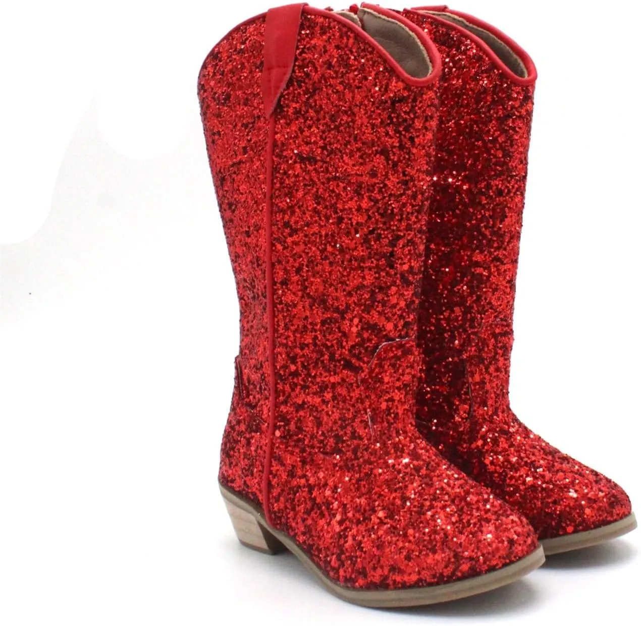 Girls Cowboy Western Boots Knee Length Sequins Fashion Riding Shoes Kids Mid Calf Low Heel Toddler Short Boots for Girls