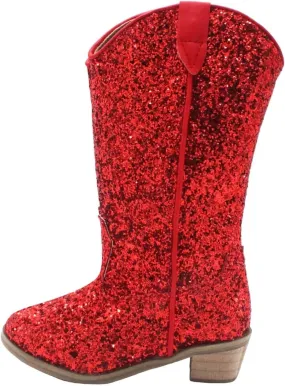 Girls Cowboy Western Boots Knee Length Sequins Fashion Riding Shoes Kids Mid Calf Low Heel Toddler Short Boots for Girls