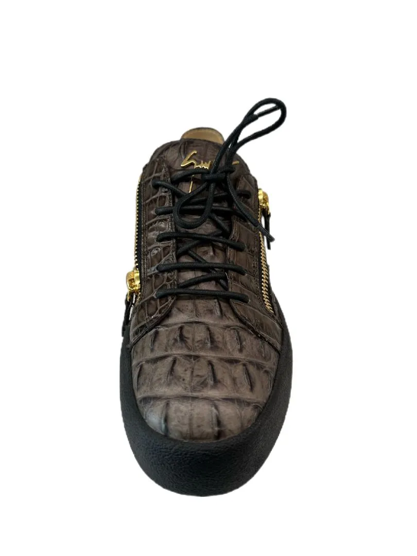Giuseppe Zanotti Brown Crocodile Low Top Sneakers. Size: 40