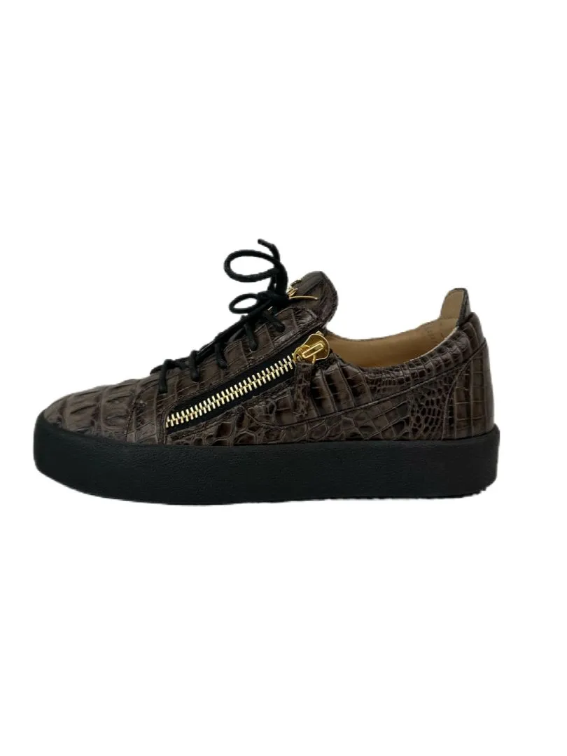 Giuseppe Zanotti Brown Crocodile Low Top Sneakers. Size: 40