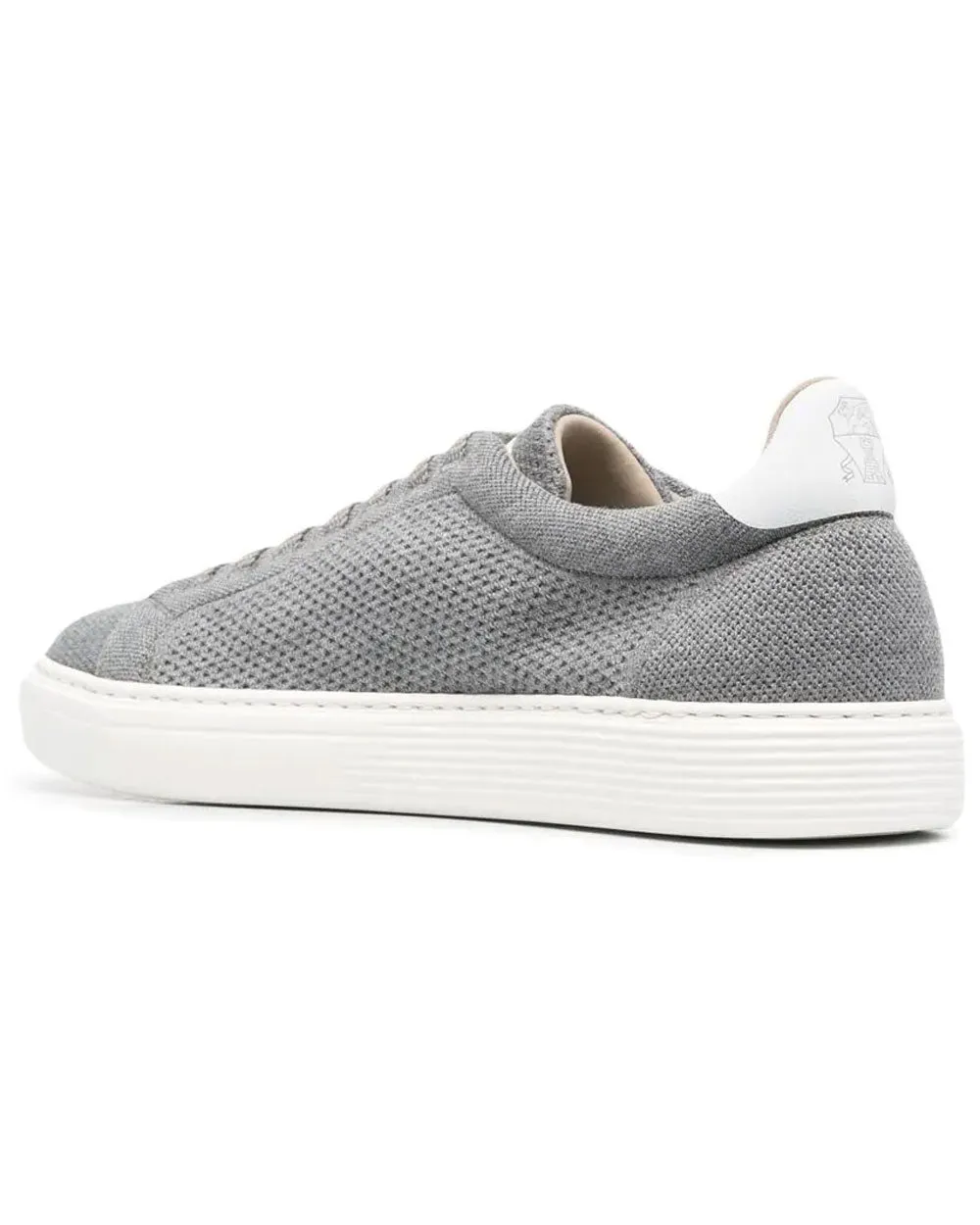 Grey Perforated Wool Knit Low Top Sneakers