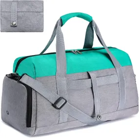 Gym Bags for Women Men with Wet & Shoe Compartment, 40L Foldable Travel Duffle Bag, Lightweight Weekender Overnight Duffel Bag for Traveling Sports Gym(Green)