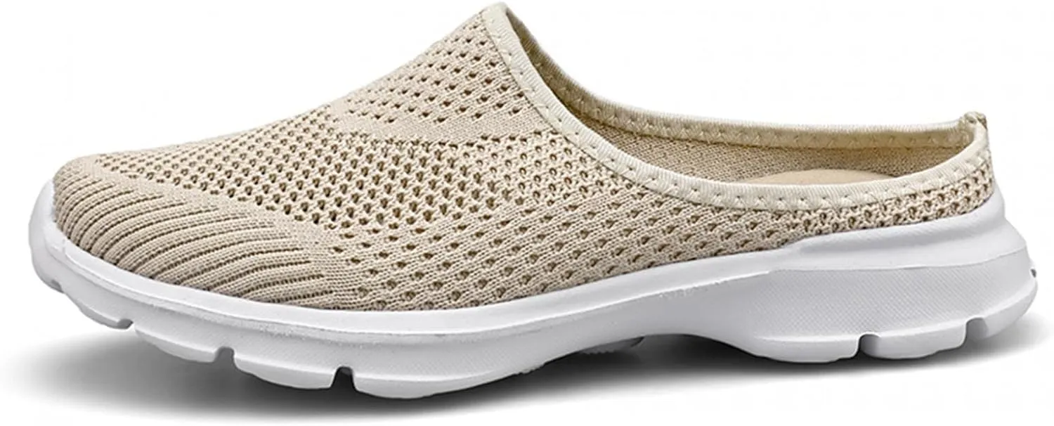 Hbeylia Slip On Loafers For Women Fashion Casual Mesh Wedge Low Heels Mule Walking Shoes Slip-On Backless Mule Walking Shoes Travel Home Flats Slide Sneakers Shoes For Women Ladies Dress