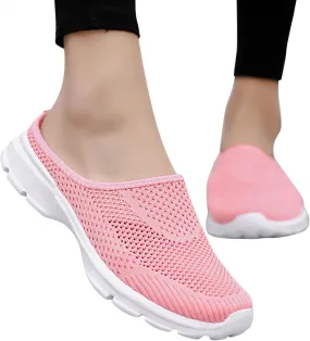 Hbeylia Slip On Loafers For Women Fashion Casual Mesh Wedge Low Heels Mule Walking Shoes Slip-On Backless Mule Walking Shoes Travel Home Flats Slide Sneakers Shoes For Women Ladies Dress