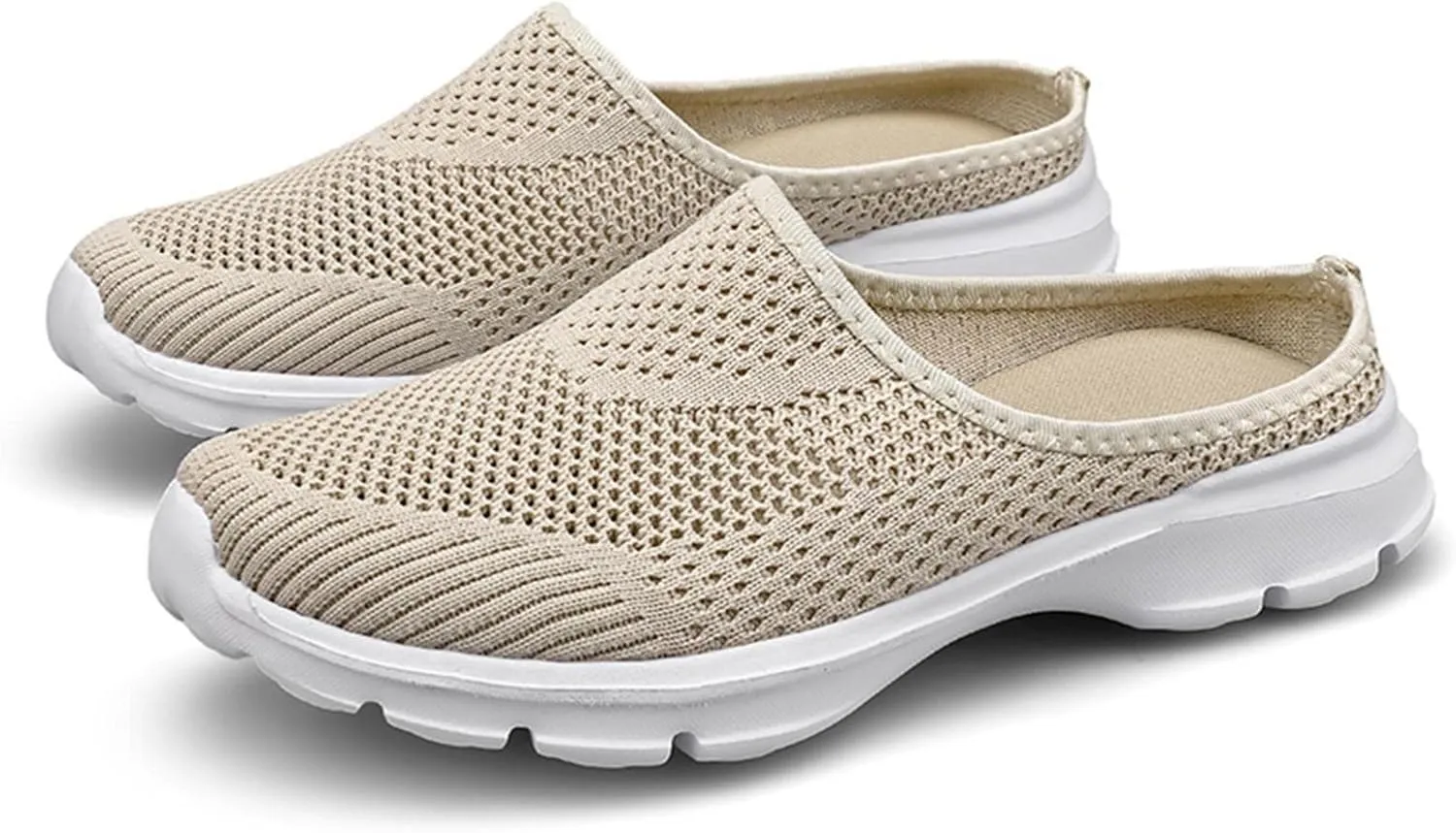 Hbeylia Slip On Loafers For Women Fashion Casual Mesh Wedge Low Heels Mule Walking Shoes Slip-On Backless Mule Walking Shoes Travel Home Flats Slide Sneakers Shoes For Women Ladies Dress