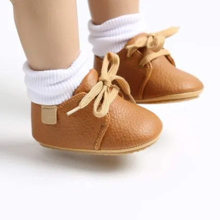 HsdsBebe Baby Boys Girls Shoes Infant Dress Loafers Lace Up Leather Oxford Sneakers for Newborn 3-18MA01Brown,