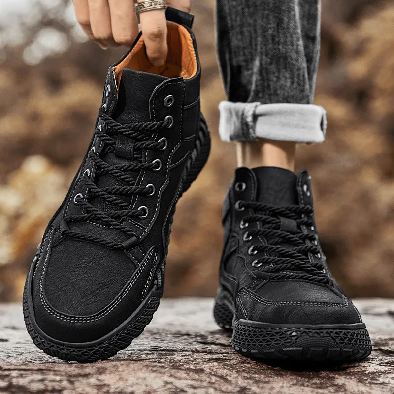 Insulated/High Top Leather Shoes.