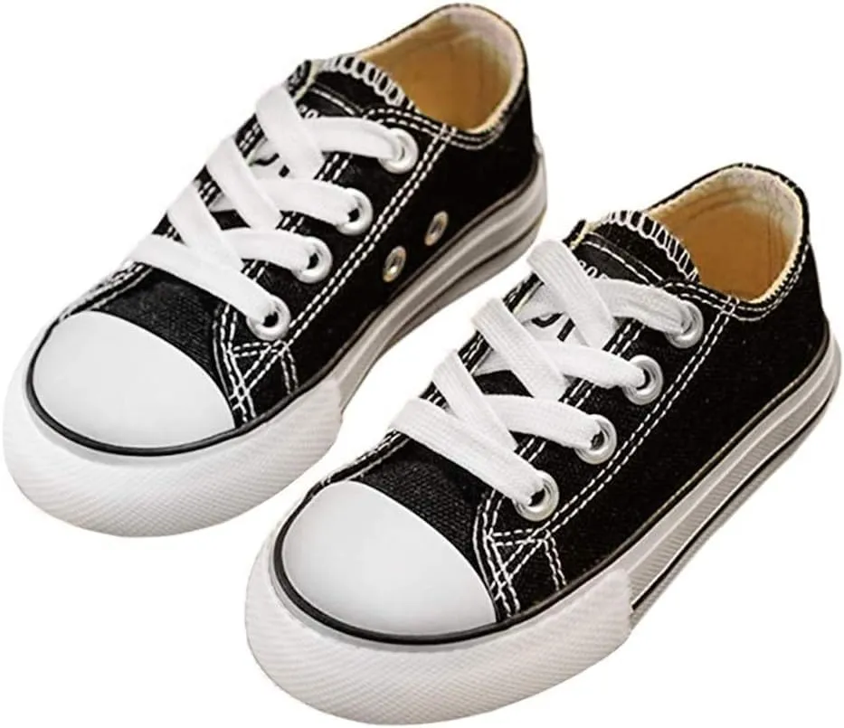 Kids Low Top Canvas Sneakers, 6 Colors Available | Laces Included, Back to School Essentials | Ages 2-14 y/o