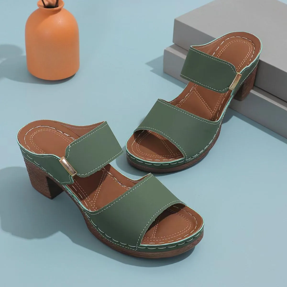 Ladmiple Chunky Heels For Women Wedding Low Block Comfortable Open Toe Ankle Strap Party Pump Shoes Strappy Heeled Sandals