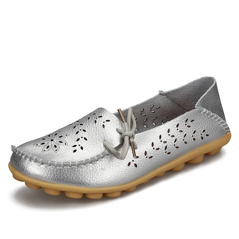 Large Size Breathable Hollow Out Flat Lace Up Soft Shoes