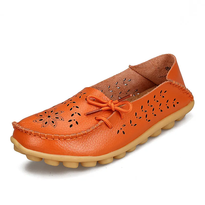 Large Size Breathable Hollow Out Flat Lace Up Soft Shoes