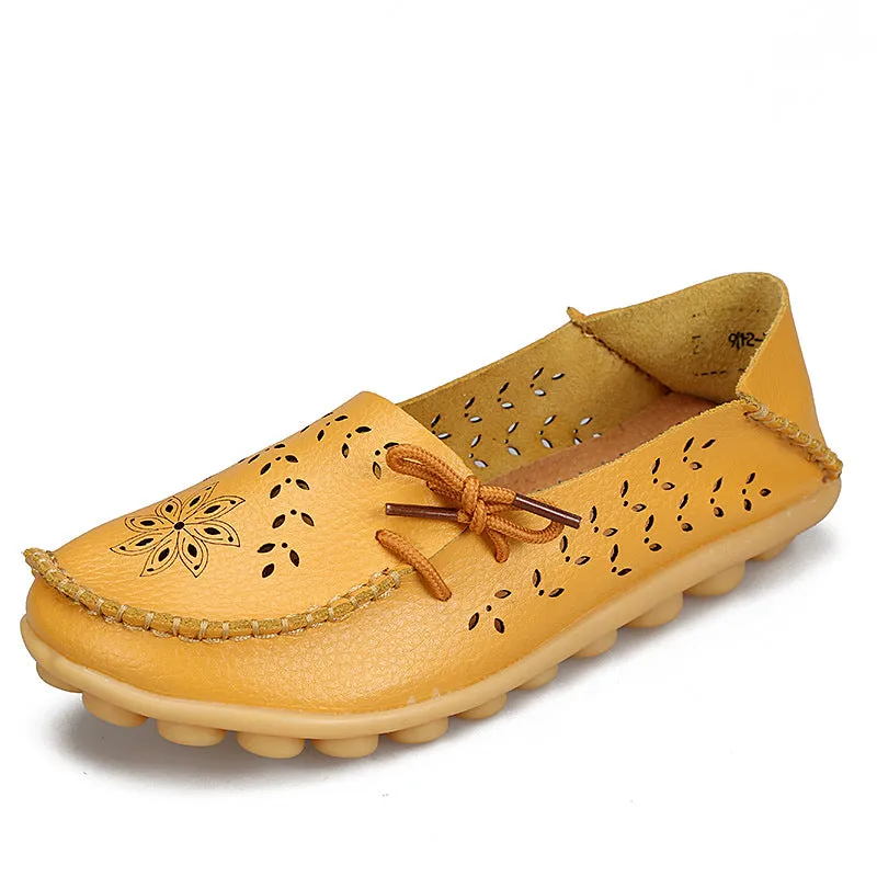 Large Size Breathable Hollow Out Flat Lace Up Soft Shoes