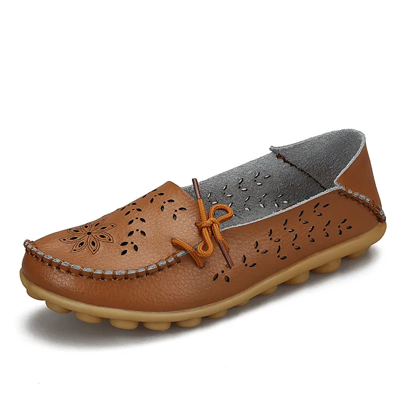 Large Size Breathable Hollow Out Flat Lace Up Soft Shoes
